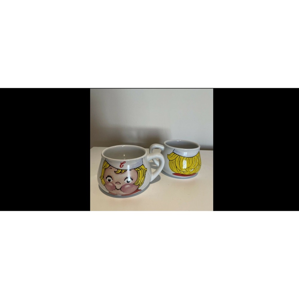 Set of 2 VTG 1998 Campbell Kid Soup Mug Handle Bowl Houston Harvest 16oz White